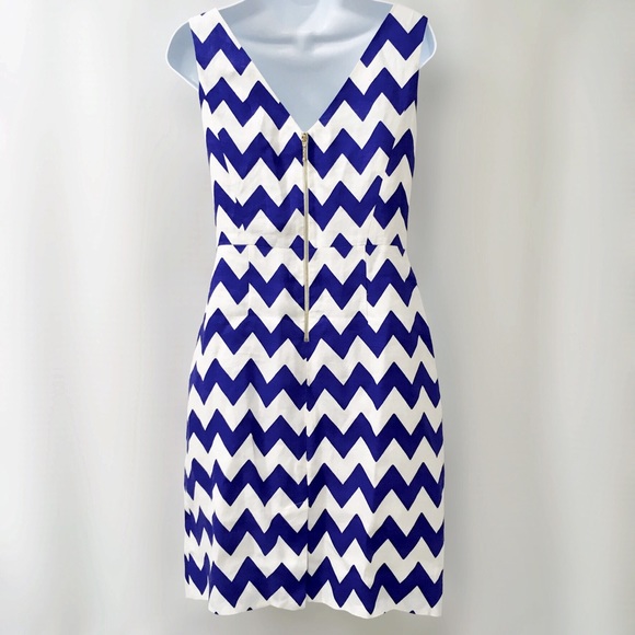 Kate Spade Blue & White Chevron Sheath Dress, 6 - Picture 3 of 8
